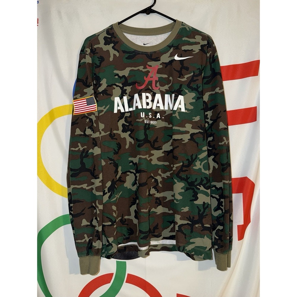 Nike Alabama Crimson Tide T Shirt Large Camo Long Sleeve Football